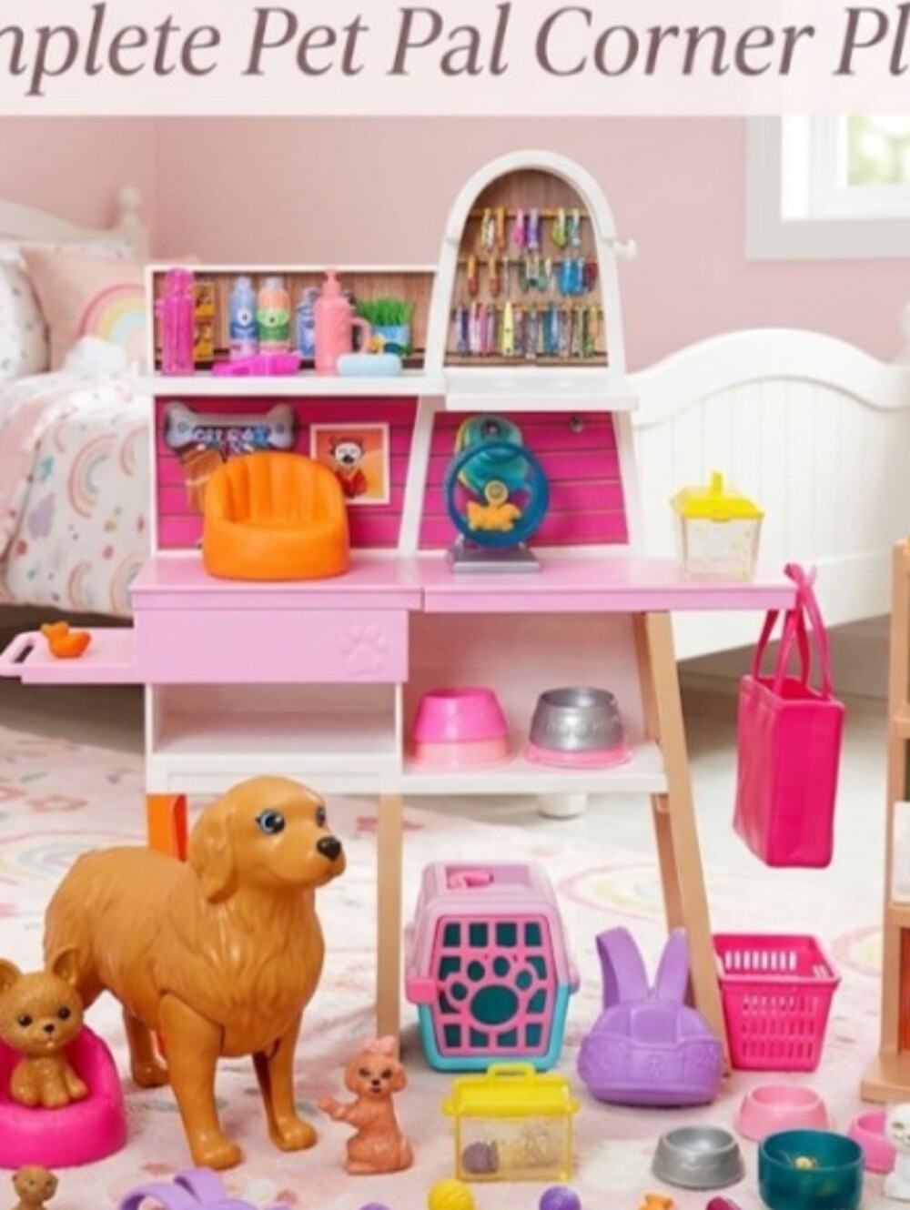 Pet Pal Corner Playset for Kids - Pink